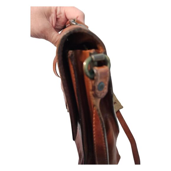 Vintage 60's Leather Cognac Brown Crossbody Bag Messenger Shoulder Purse - Picture 10 of 16